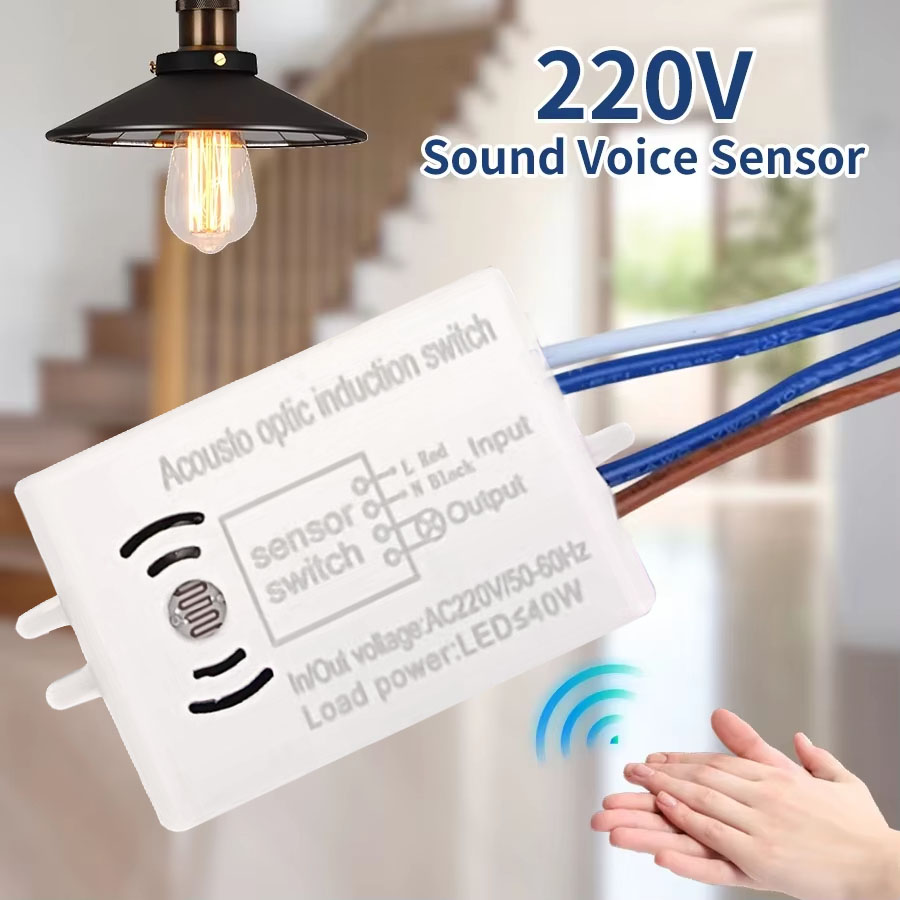 Home Improvement Ideas - サウンドボイスセンサースイッチスマートスイッチモジュール検出器自動オン/オフスイッチ音声制御スイッチ階段廊下ホームセンター