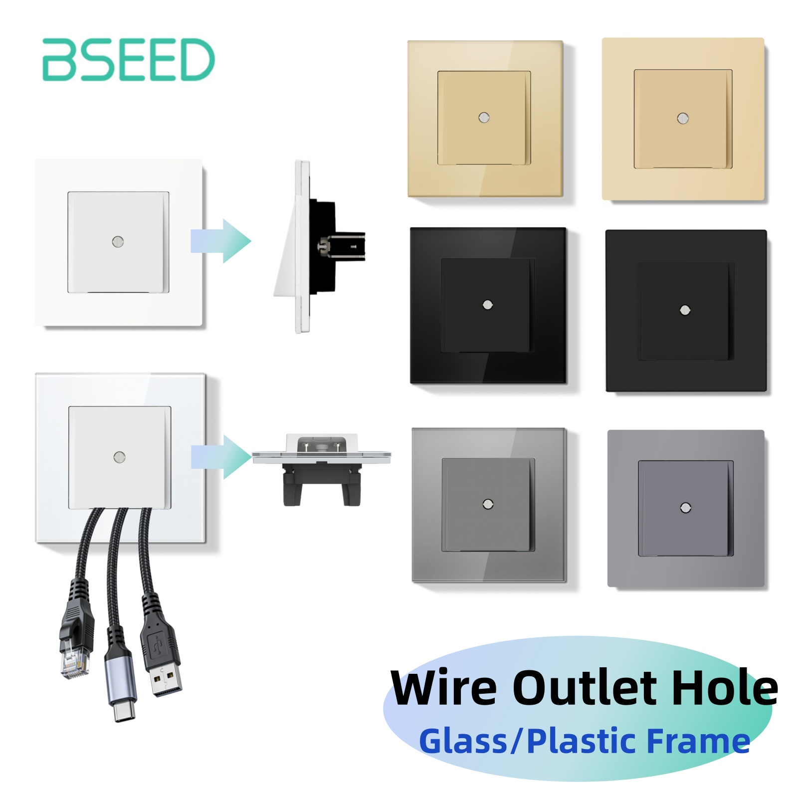 Home Improvement Ideas - Bseed E Seires 壁配線口装飾カバー コンセントケーブルプロテクター プラグカバー