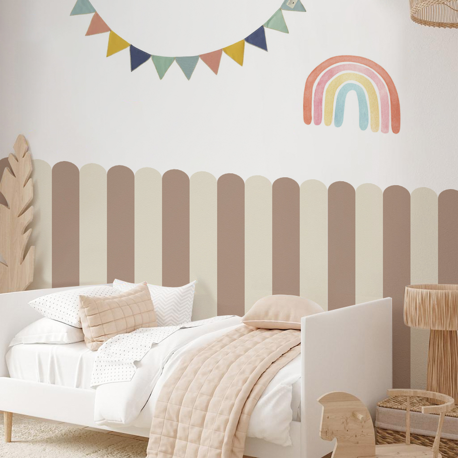 Home Improvement Kids - マルチカラー縦ストライプアーク壁紙保育園子供壁アートキッズルームリビングルーム家の装飾防水ピールアンドスティック