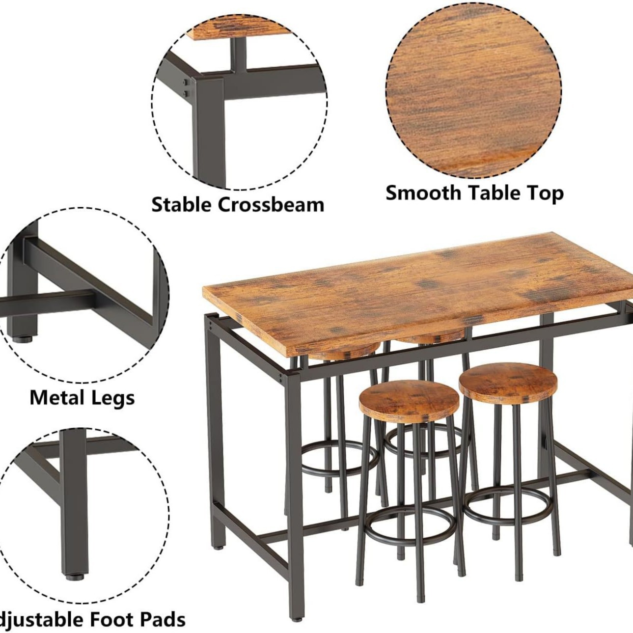 ダイニングテーブルと椅子の5点セット 家庭用キッチン ホーム - Home Improvement Kitchen Set のレビューと価格