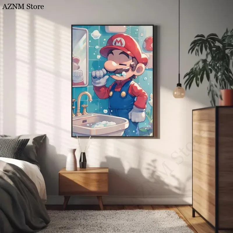 面白いバスルーム漫画ビデオゲームポスターかわいいアニメーショ - Home Improvement Kids のレビューと価格