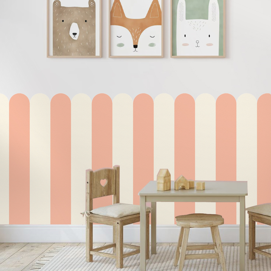 マルチカラー縦ストライプアーク壁紙保育園子供壁アートキッズル - Home Improvement Kids のレビューと価格